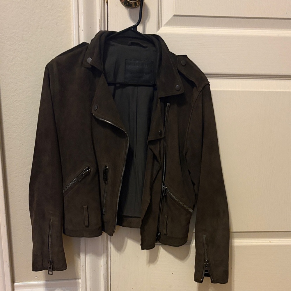 All Saints Dark Brown Suede Jacket